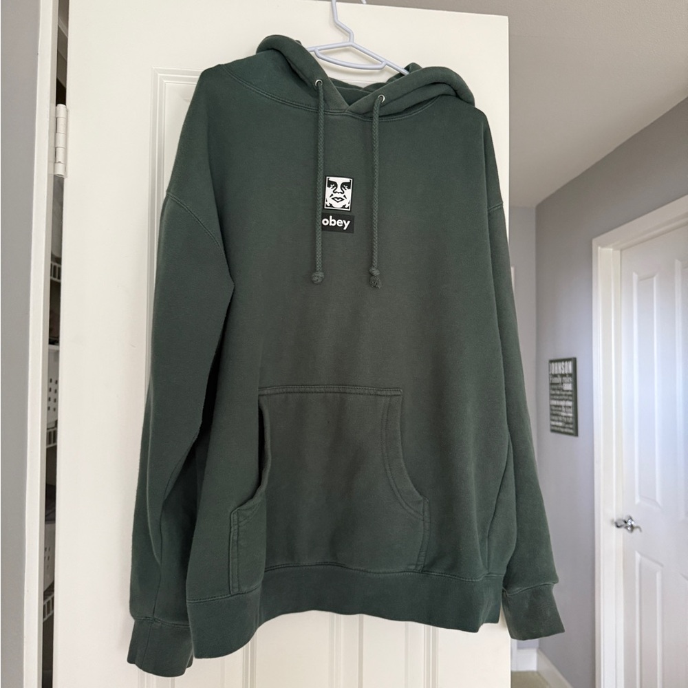 Obey Men's Green Hoodie Sweater